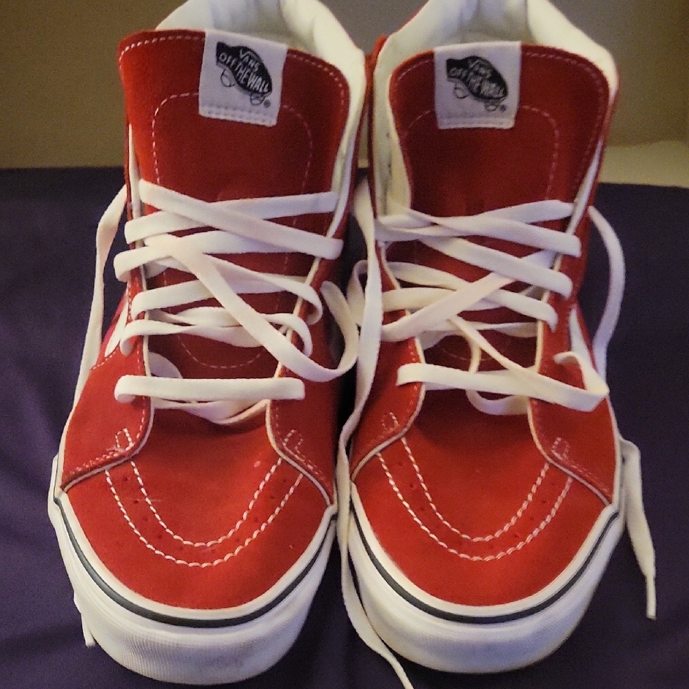 Vans Red Suede & Canvas High-Top Sneakers